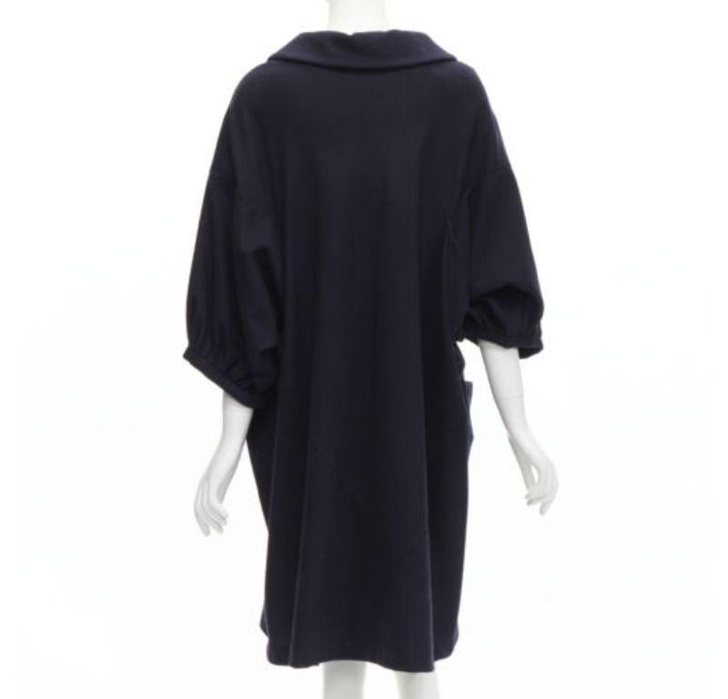 Women's COMME DES GARCONS 2013 navy wool peterpan collar asymmetric boxy short dress S For Sale