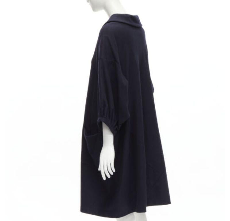 COMME DES GARCONS 2013 navy wool peterpan collar asymmetric boxy short dress S For Sale 1