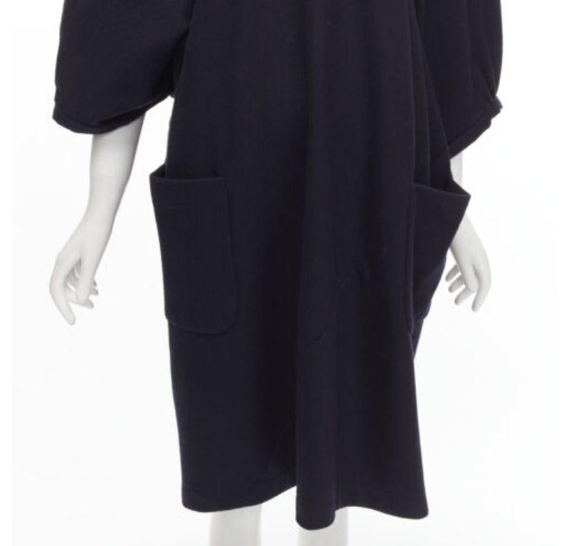 COMME DES GARCONS 2013 navy wool peterpan collar asymmetric boxy short dress S For Sale 2