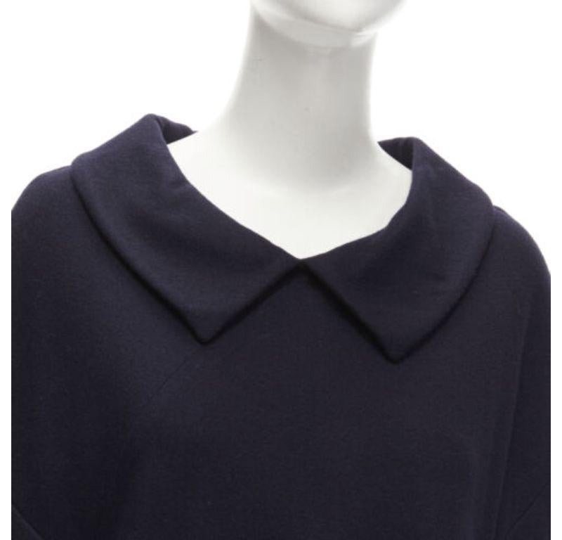 COMME DES GARCONS 2013 navy wool peterpan collar asymmetric boxy short dress S For Sale 3