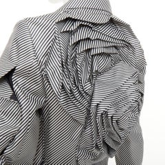 COMME DES GARCONS 2013 Runway striped floral applique rosette blazer jacket S