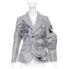 COMME DES GARCONS 2013 Runway striped floral applique rosette blazer jacket S