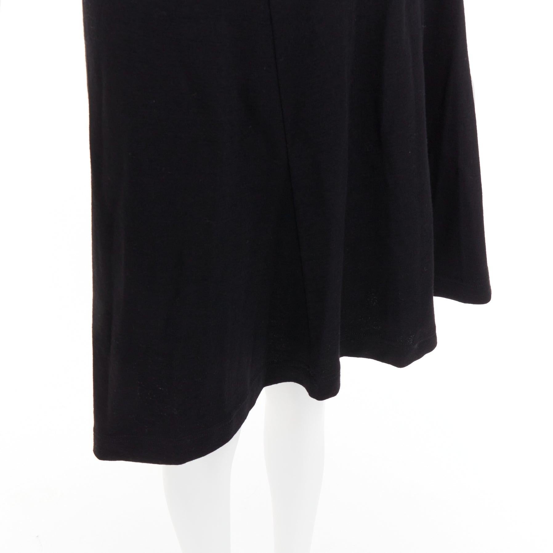 COMME DES GARCONS 2014 black 100% wool deconstructed tshirt one shoulder dress S For Sale 2