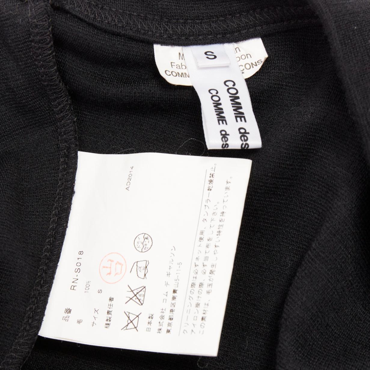 COMME DES GARCONS 2014 black 100% wool deconstructed tshirt one shoulder dress S For Sale 3