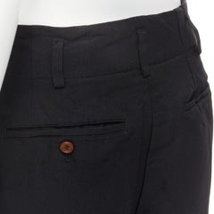 COMME DES GARCONS 2015 black polyester wide leg cuffed culotte pants XS