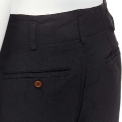 COMME DES GARCONS 2015 black polyester wide leg cuffed culotte pants XS