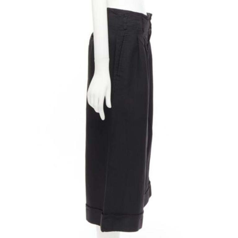 COMME DES GARCONS 2015 black polyester wide leg cuffed culotte pants XS In Excellent Condition In Hong Kong, NT