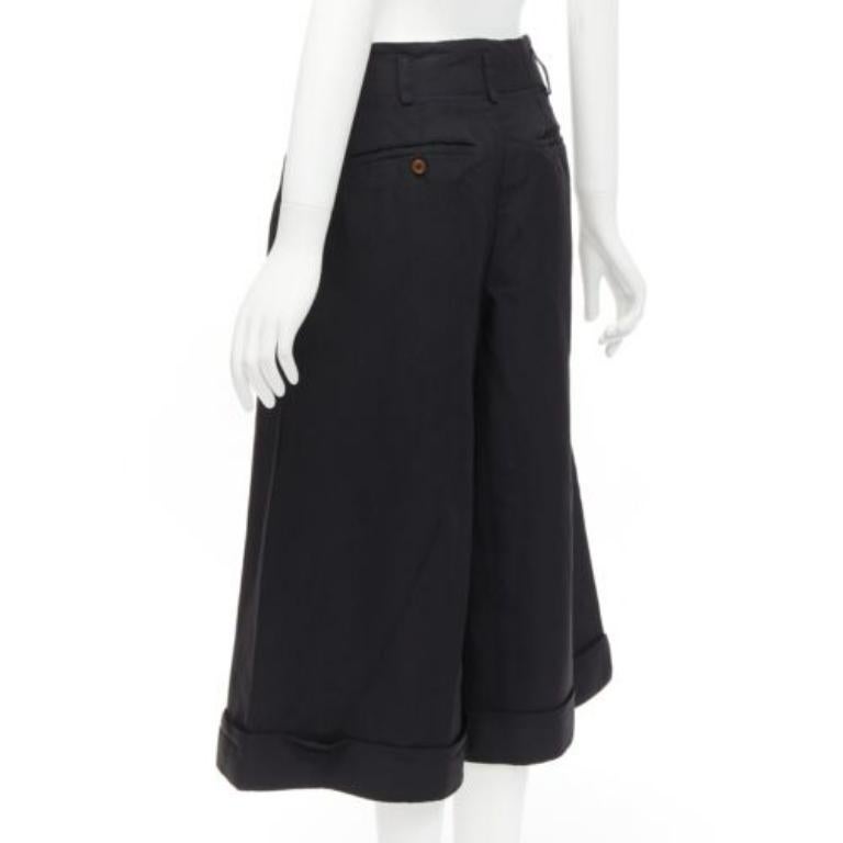 COMME DES GARCONS 2015 black polyester wide leg cuffed culotte pants XS 1