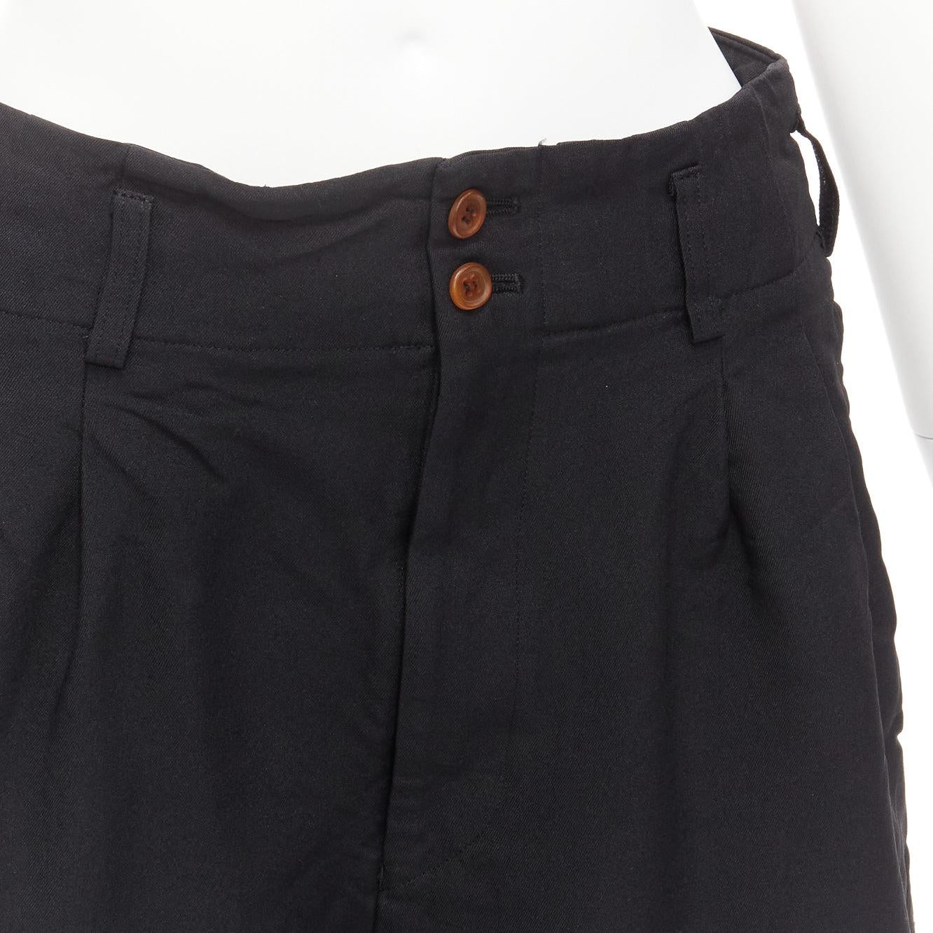 COMME DES GARCONS 2015 black polyester wide leg cuffed culotte pants XS For Sale 3