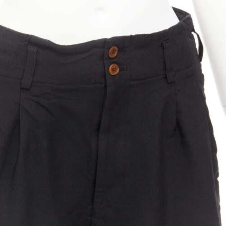 COMME DES GARCONS 2015 black polyester wide leg cuffed culotte pants XS 2