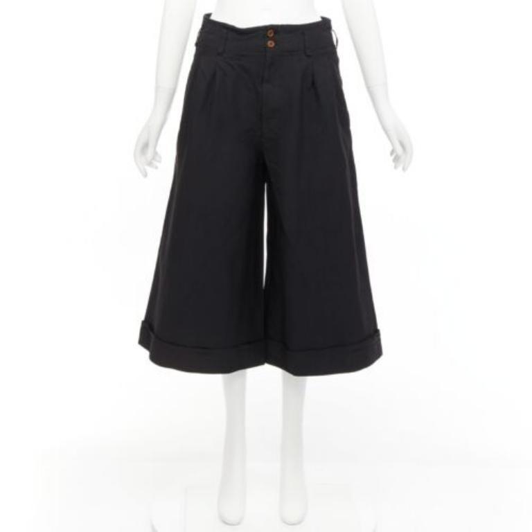 COMME DES GARCONS 2015 black polyester wide leg cuffed culotte pants XS 4