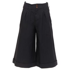 COMME DES GARCONS 2015 pantalones culotte con puños y pernera ancha de poliéster negro XS