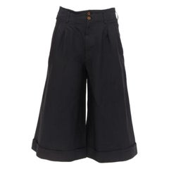 COMME DES GARCONS 2015 black polyester wide leg cuffed culotte pants XS