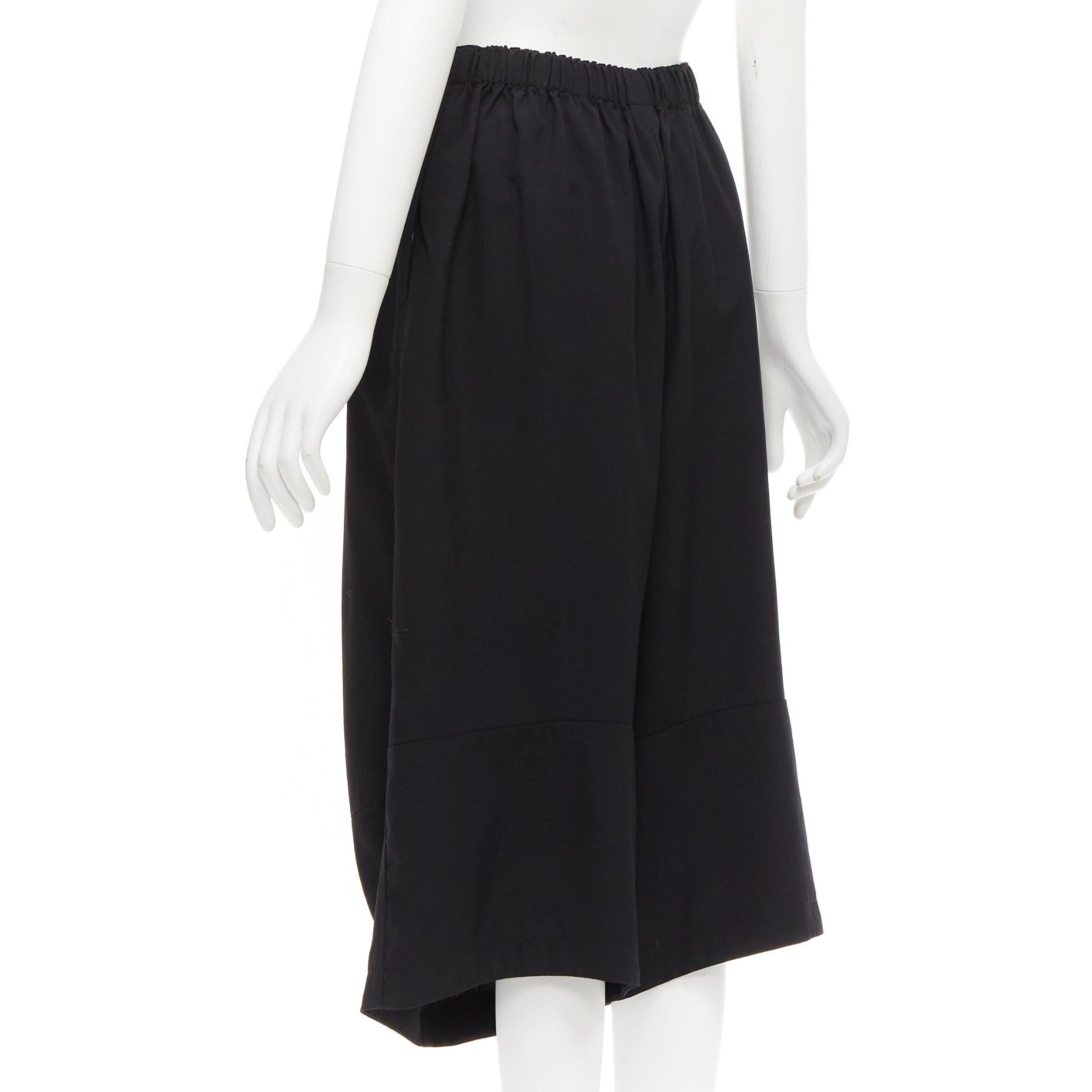 Women's COMME DES GARCONS 2016 CDG black wool panelled wide culotte pants S For Sale