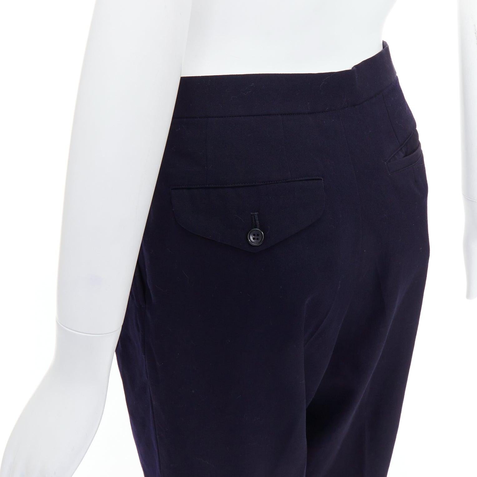 COMME DES GARCONS 2016 navy wool balloon cropped trousers S
Reference: JACG/A00282
Brand: Comme Des Garcons
Designer: Rei Kawakubo
Collection: 2016
Material: Wool
Color: Navy
Pattern: Solid
Closure: Zip Fly
Extra Details: Pleated front. Balloon