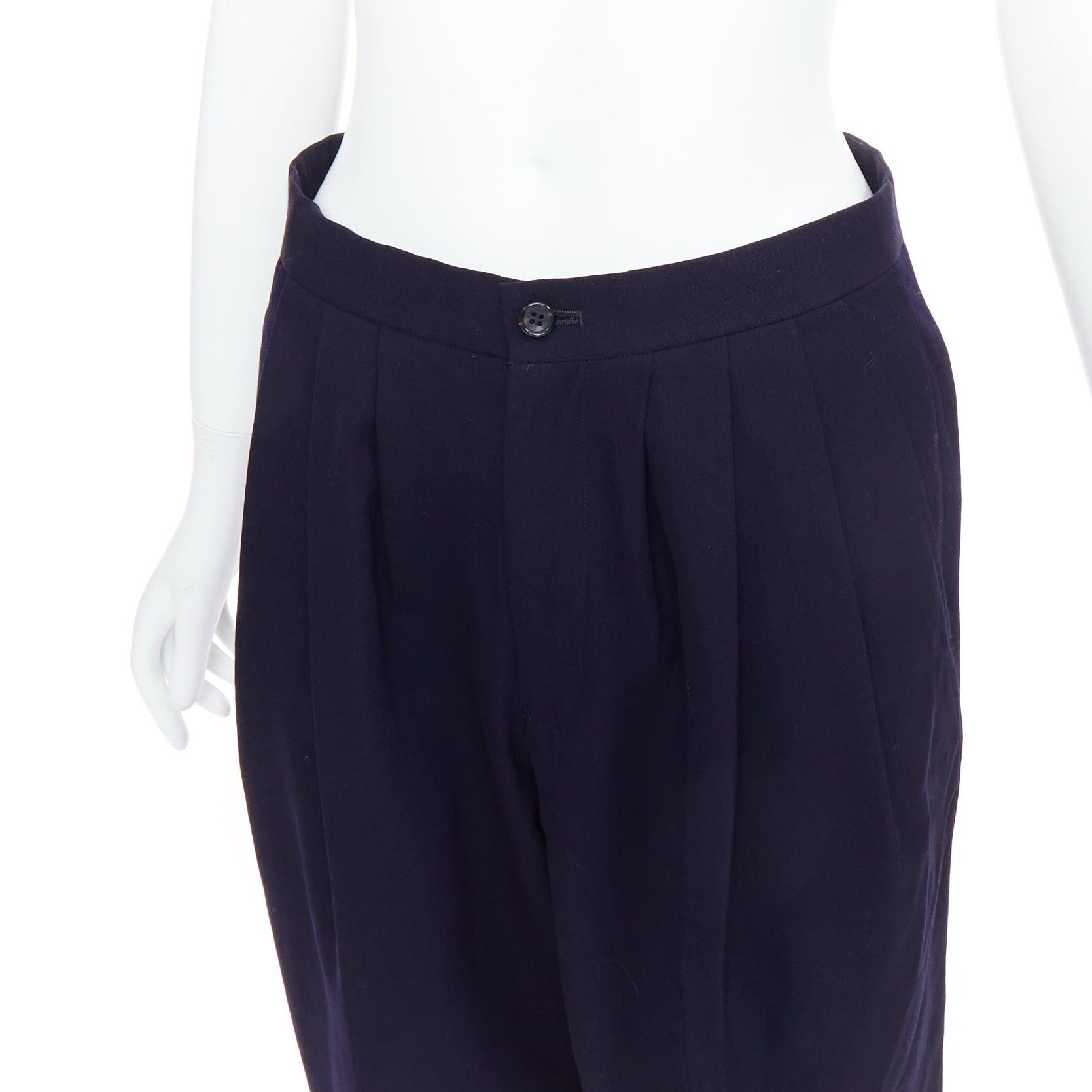 COMME DES GARCONS 2016 navy wool balloon cropped trousers S For Sale 2