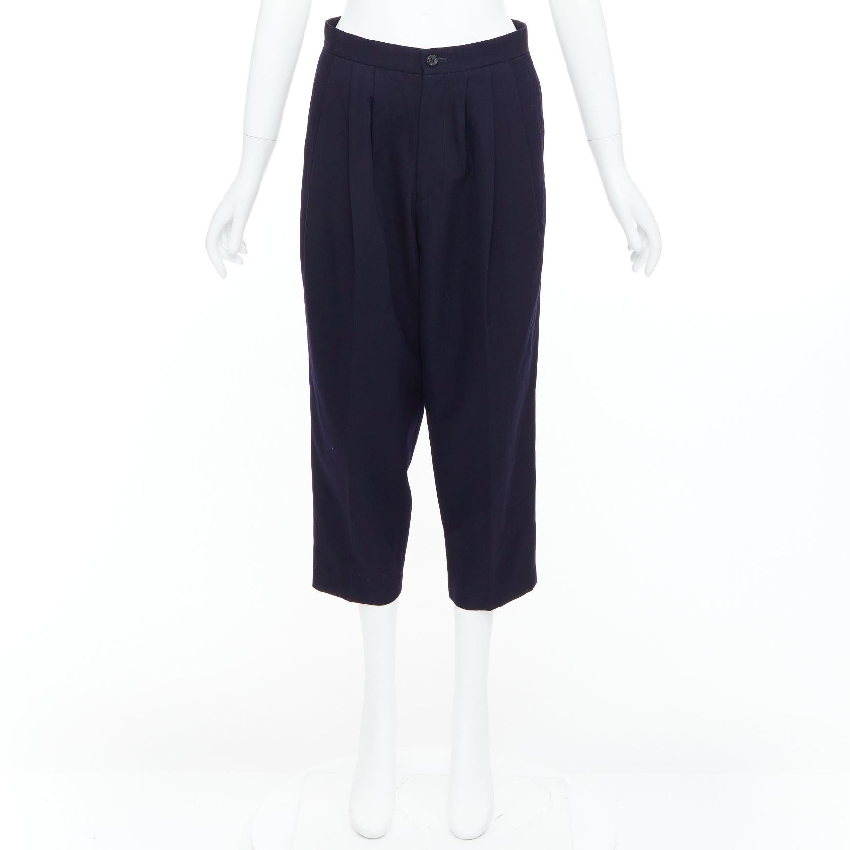 COMME DES GARCONS 2016 navy wool balloon cropped trousers S For Sale 4