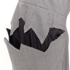COMME DES GARCONS 2018 grey wool houndstooth 3D jagged cut out sheath dress S