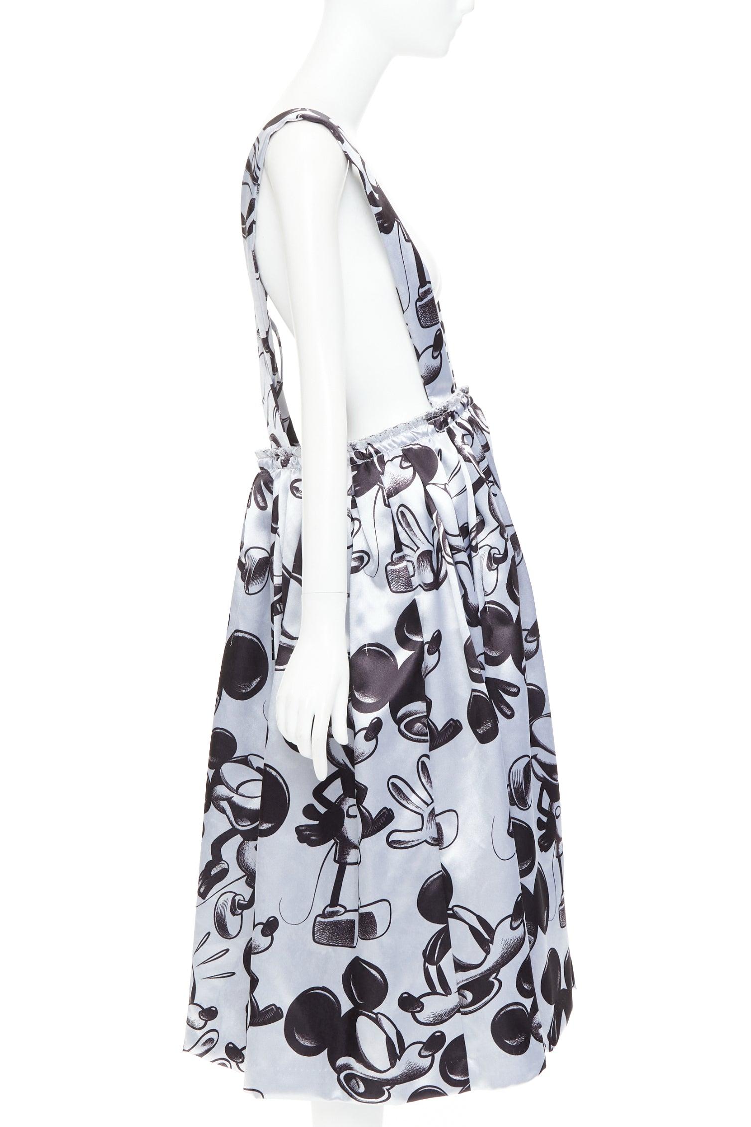 COMME DES GARCONS 2020 DISNEY Mickey Mouse argent jupe à bretelles chasuble S Excellent état - En vente à Hong Kong, NT