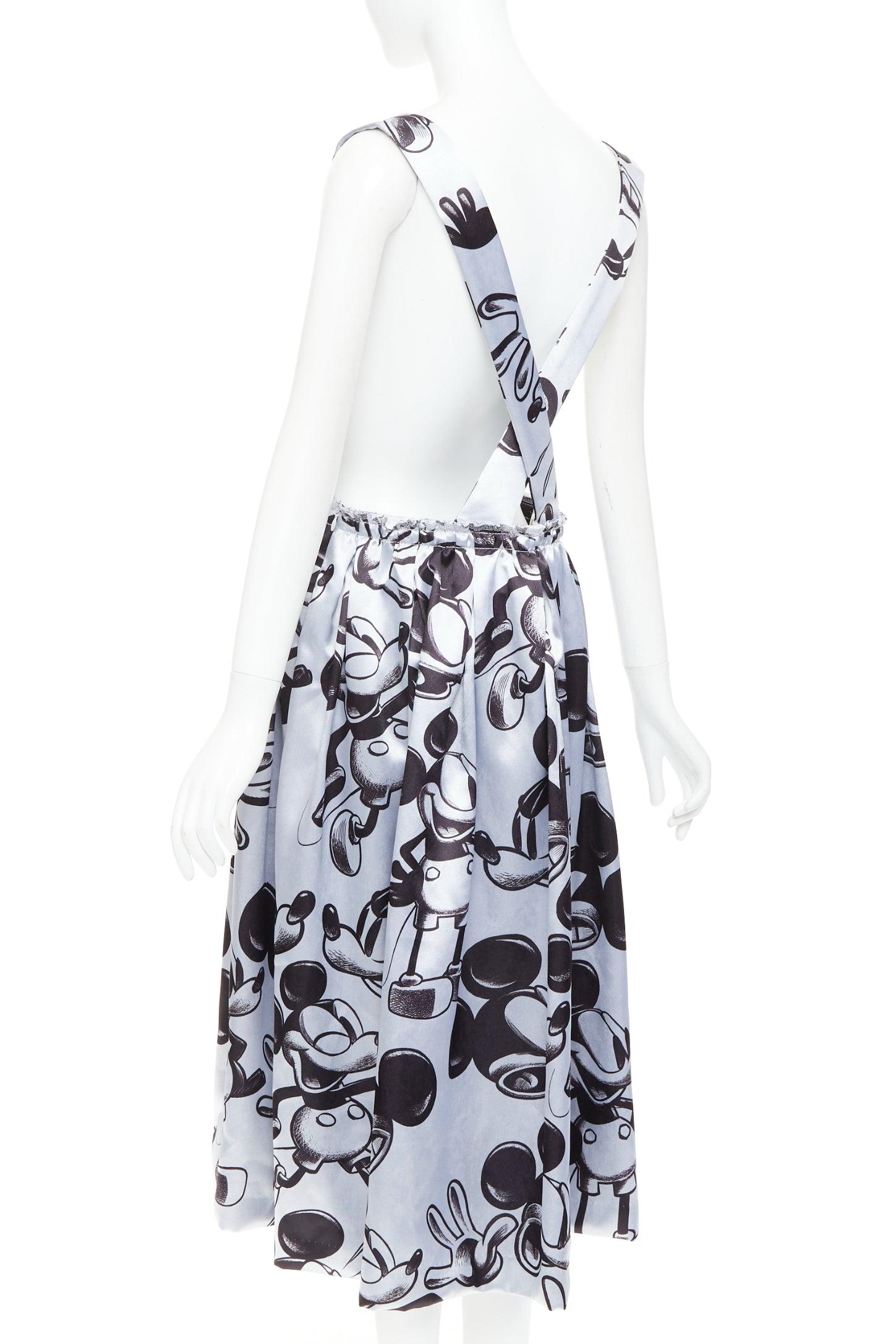 COMME DES GARCONS 2020 DISNEY Mickey Mouse argent jupe à bretelles chasuble S en vente 1