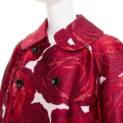 COMME DES GARCONS 2020 Orlando – Mantel mit doppelten Ärmeln aus rotem Rosen-Jacquard-Brokat, Größe S