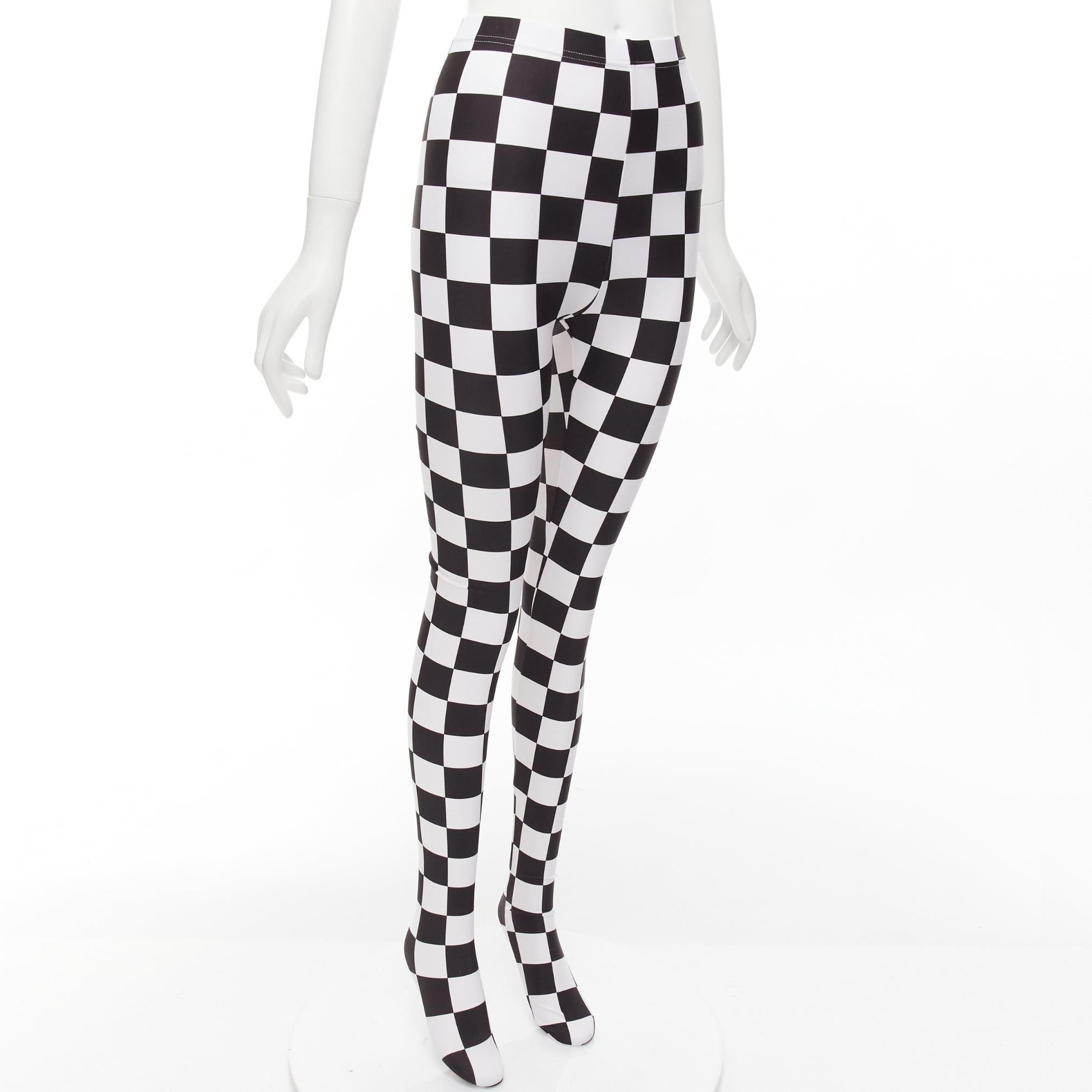 COMME DES GARCONS 2021 black white checkerboard tight legging XS In Excellent Condition For Sale In Hong Kong, NT