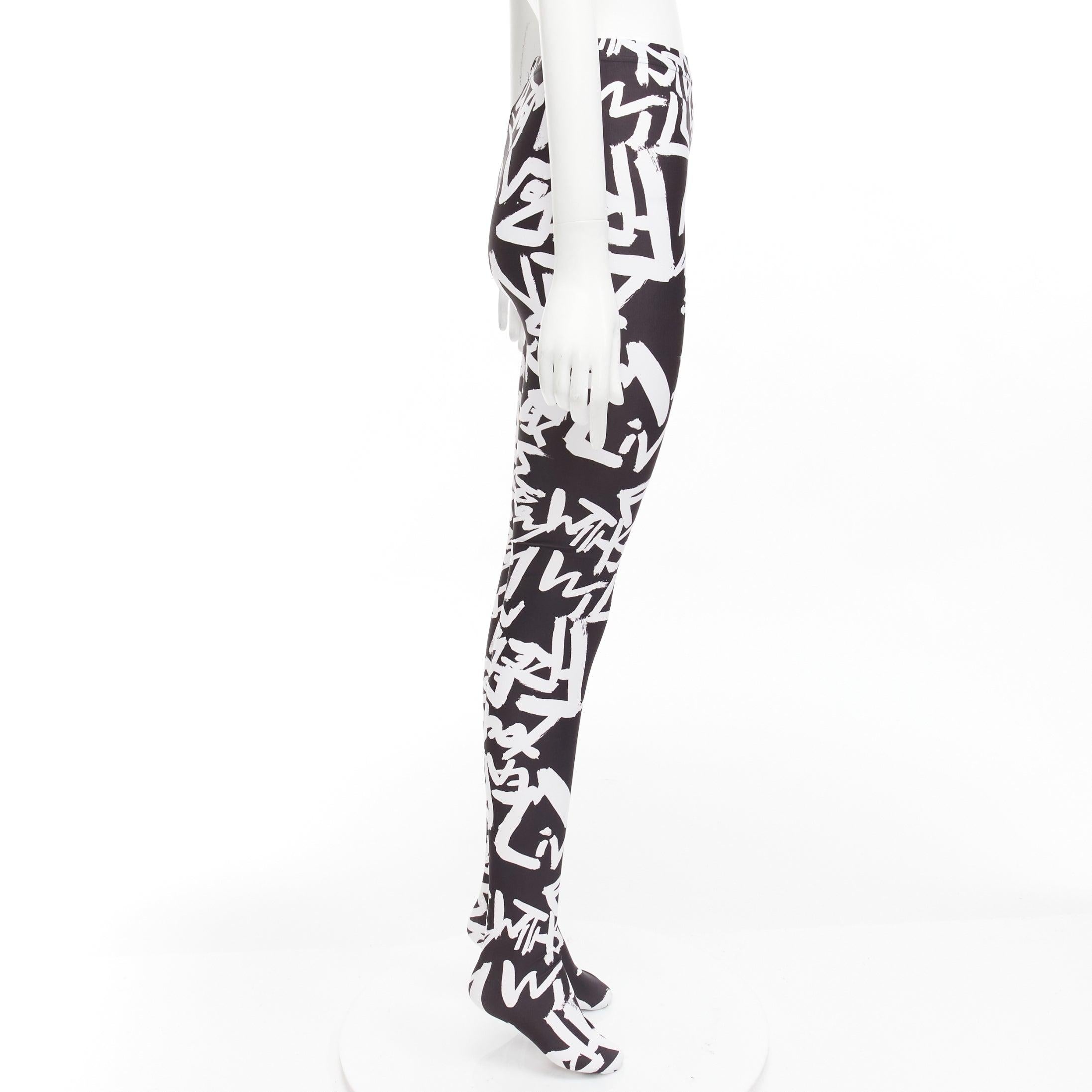 Women's COMME DES GARCONS 2021 black white free graffiti skinny leggings XS For Sale