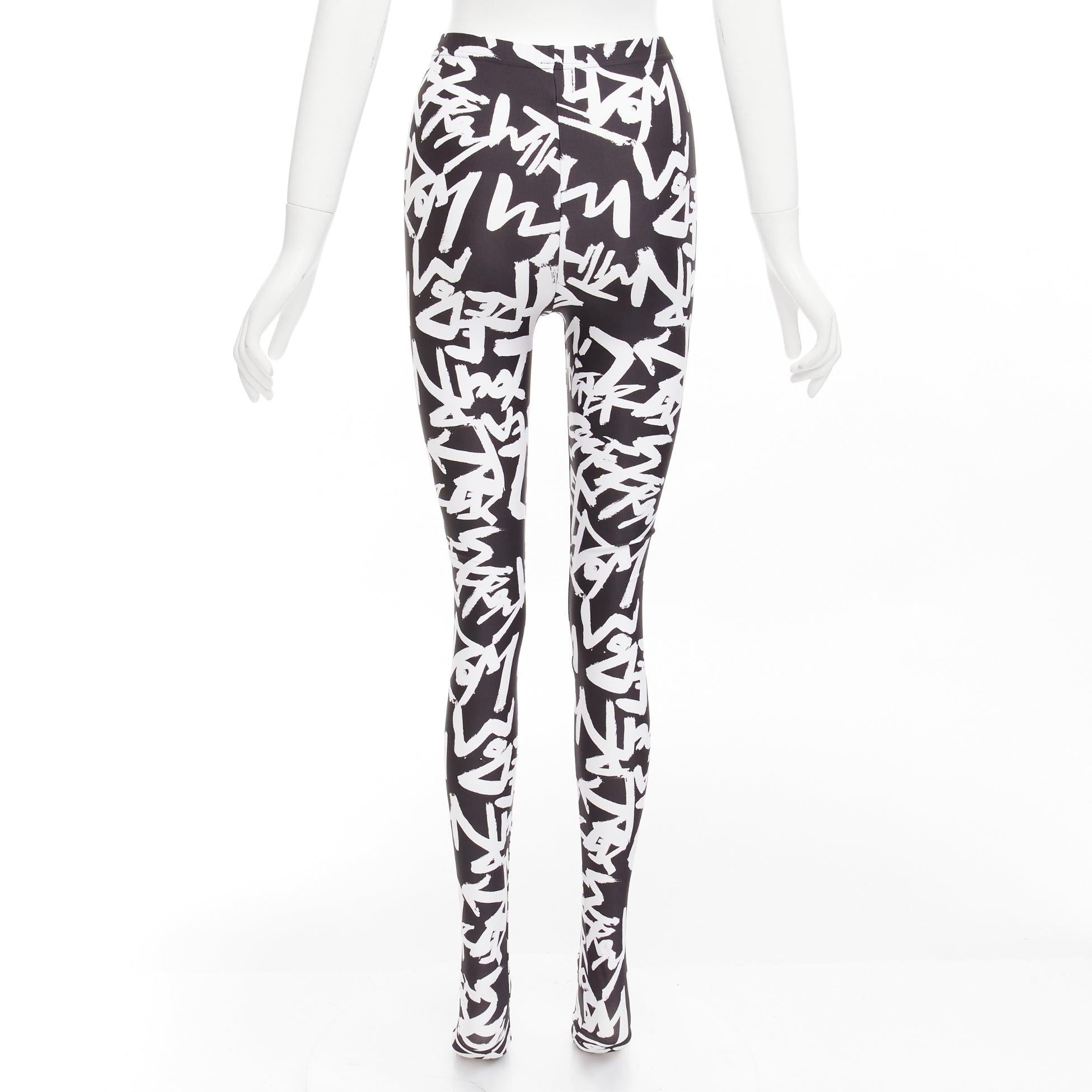 COMME DES GARCONS 2021 black white free graffiti skinny leggings XS For Sale 1