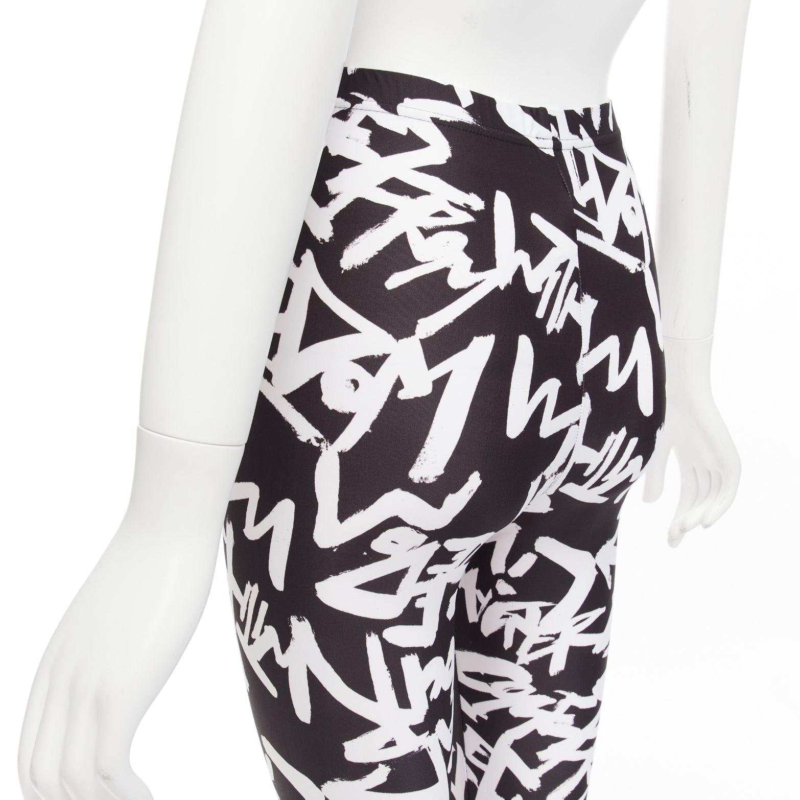 COMME DES GARCONS 2021 black white free graffiti skinny leggings XS For Sale 3