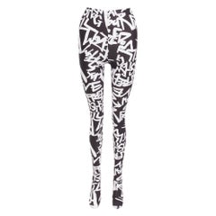 COMME DES GARCONS 2021 negro blanco libre graffiti skinny leggings XS