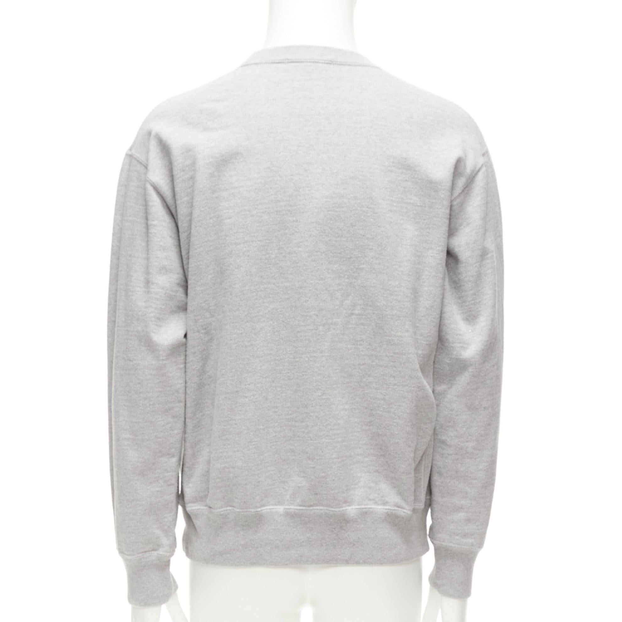Uomo COMME DES GARCONS 2021 felpa varsity in cotone grigio bianco con logo M. in vendita