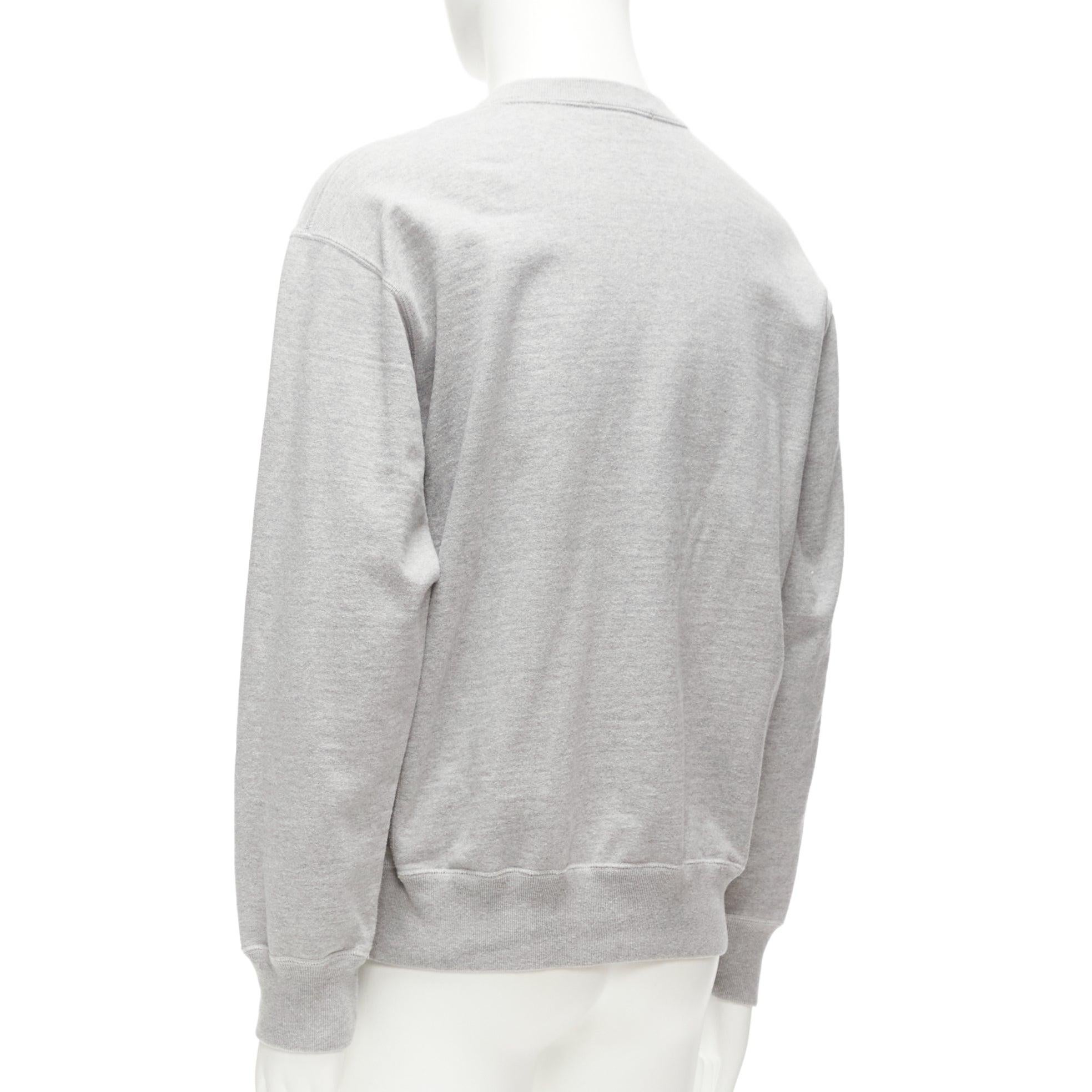 COMME DES GARCONS 2021 grey cotton white logo varsity sweatshirt M For Sale 2