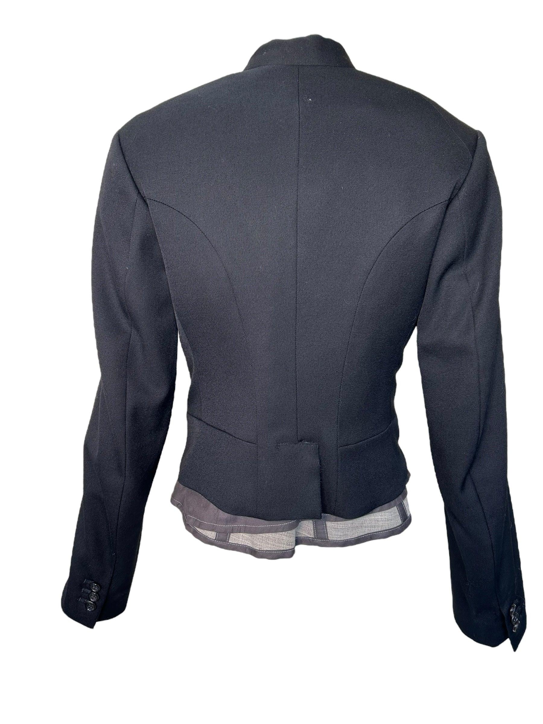 Comme des Garçons A/W Bold Wool Blazer w/ Asymmetric Underpinnings, 1998 (Schwarz) im Angebot