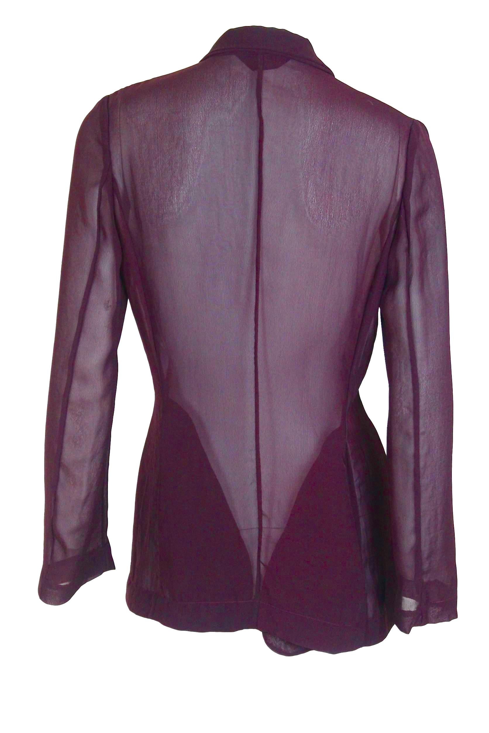 Black Comme des Garcons AD 1992 Semi Transparent Voile Jacket For Sale