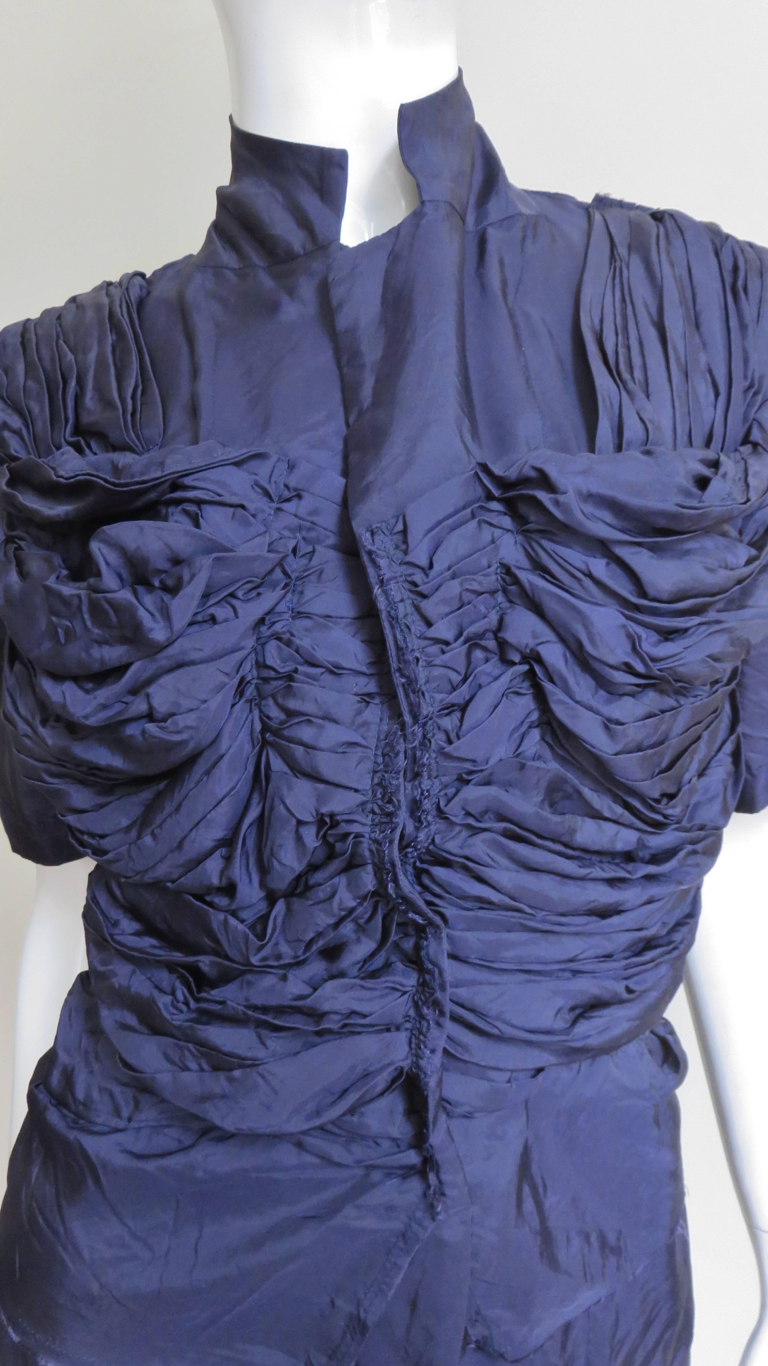 Noir Comme des Garçons robe froncée  Veste chemise en soie AD2000 en vente