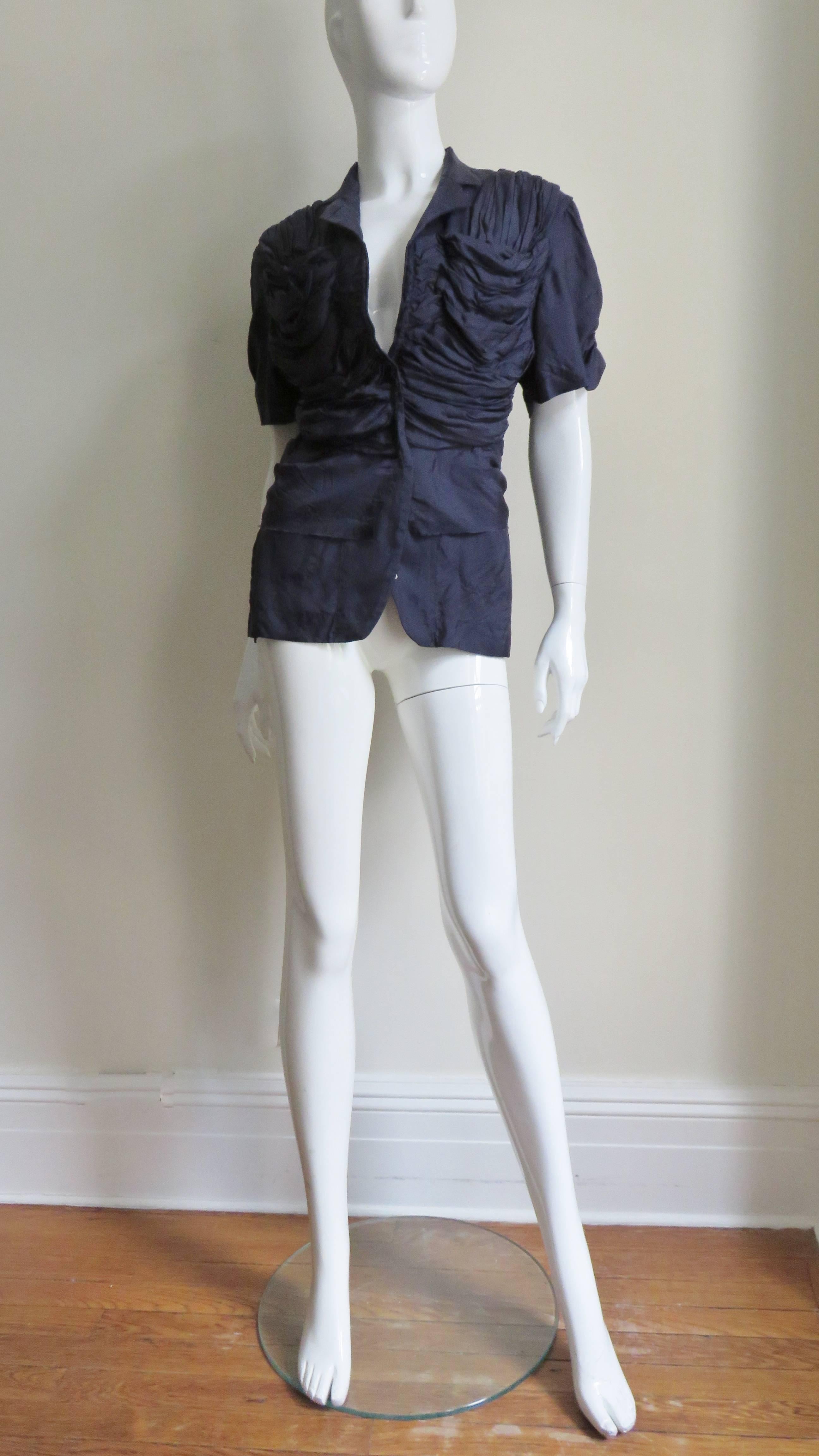 Comme des Garcons Ruched Silk Jacket AD 2000 In Good Condition For Sale In Water Mill, NY