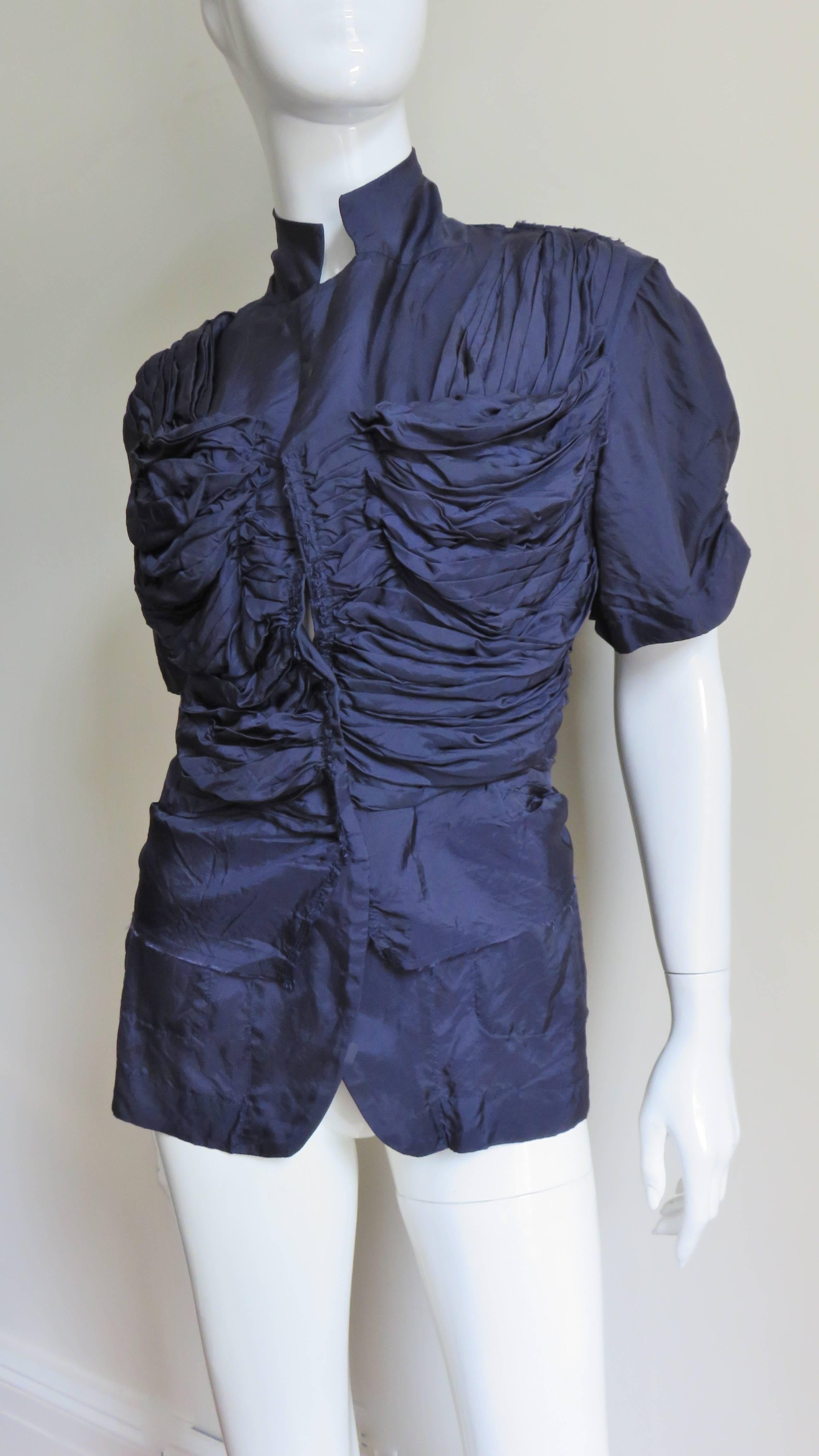 Women's Comme des Garcons Ruched Silk Jacket AD 2000 For Sale
