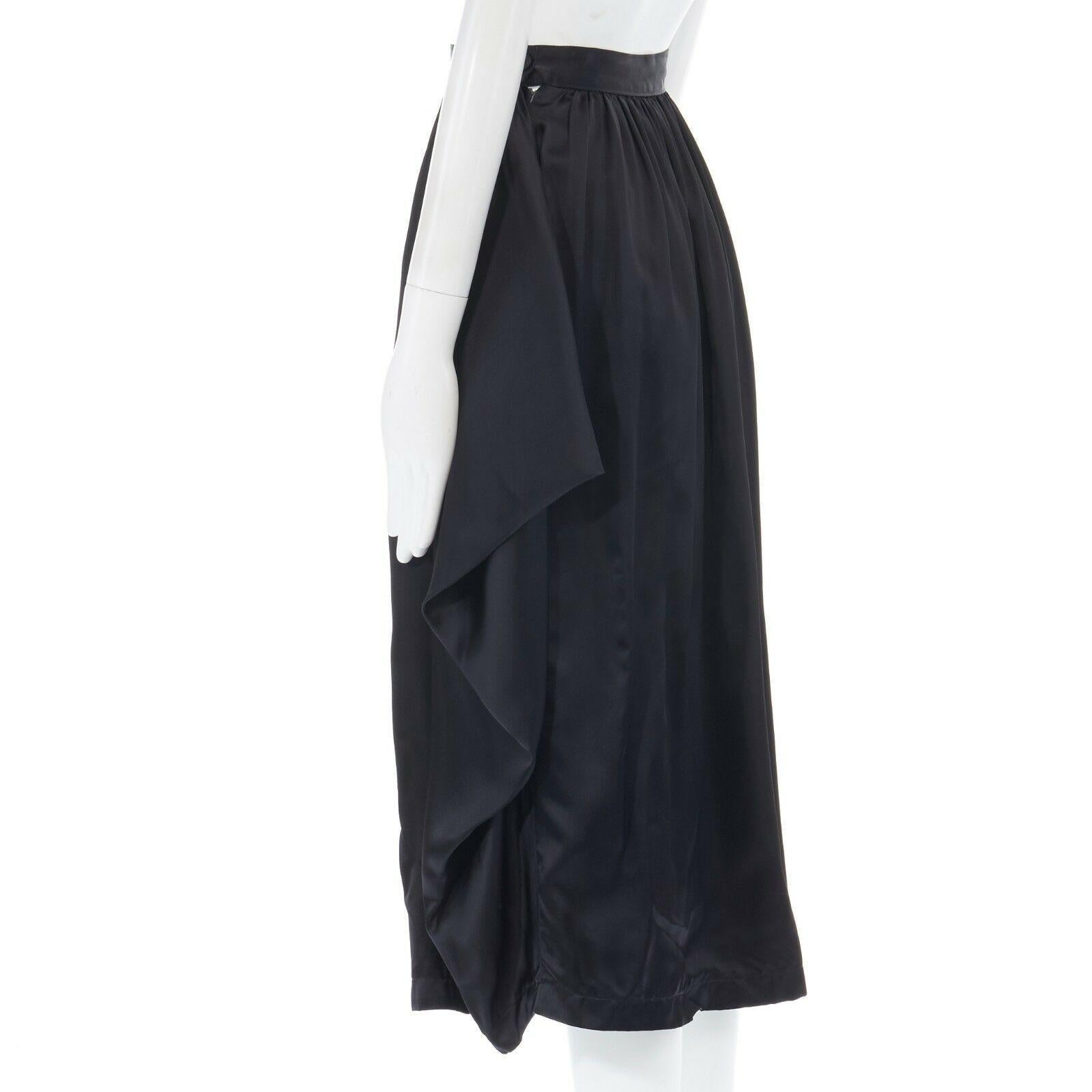COMME DES GARCONS AD1989 black rayon draped knee length skirt S 24