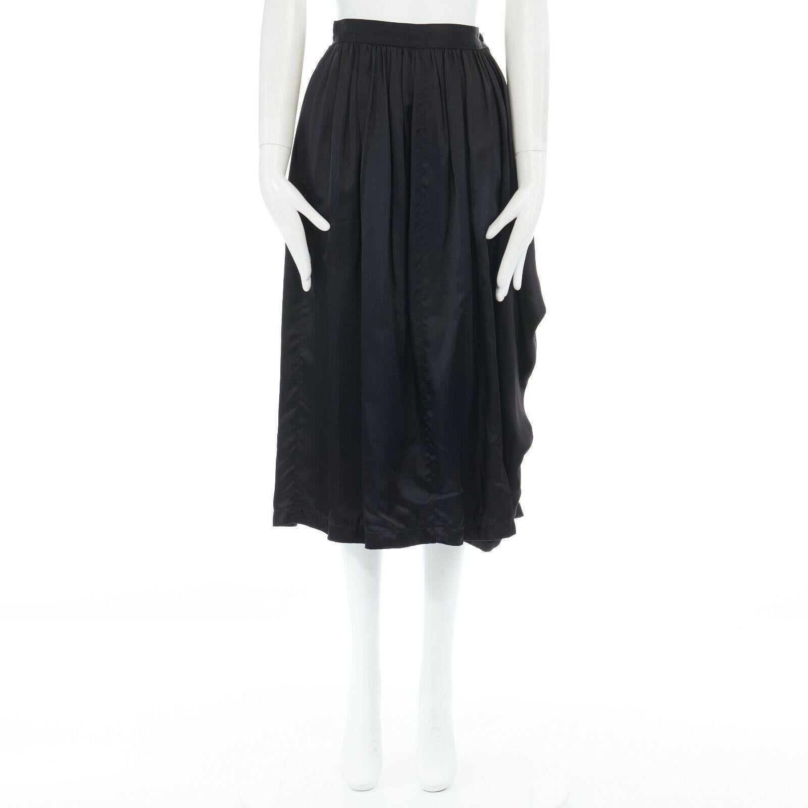 Black COMME DES GARCONS AD1989 black rayon draped knee length skirt S 24