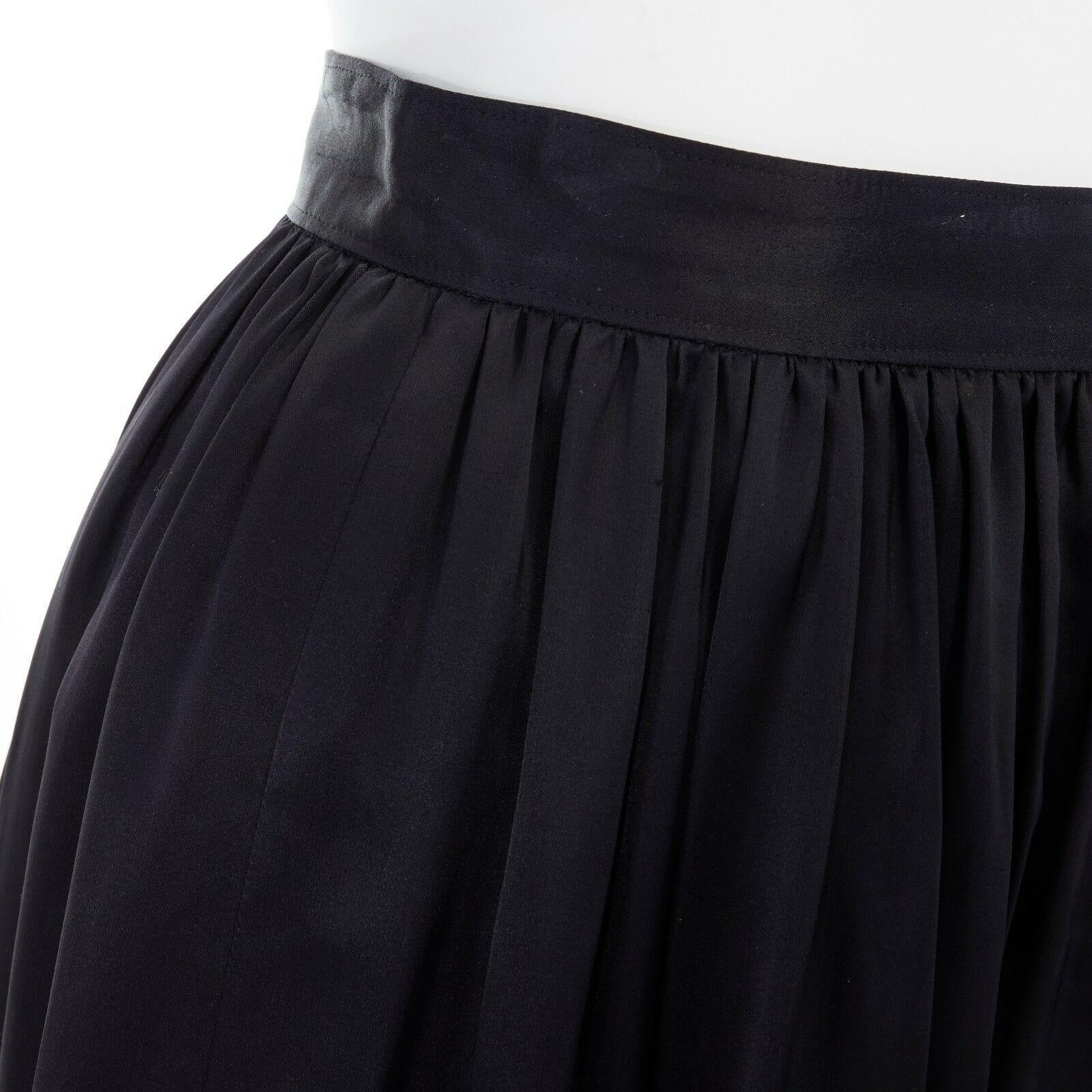 COMME DES GARCONS AD1989 black rayon draped knee length skirt S 24
