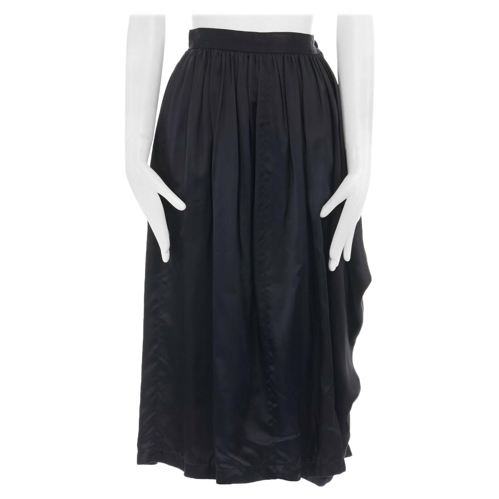 COMME DES GARCONS AD1989 black rayon draped knee length skirt S 24"