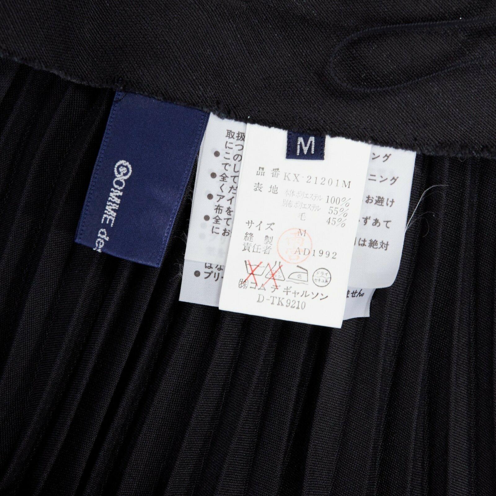 COMME DES GARCONS AD1992 black pleated polyester suspender strap midi skirt M 2