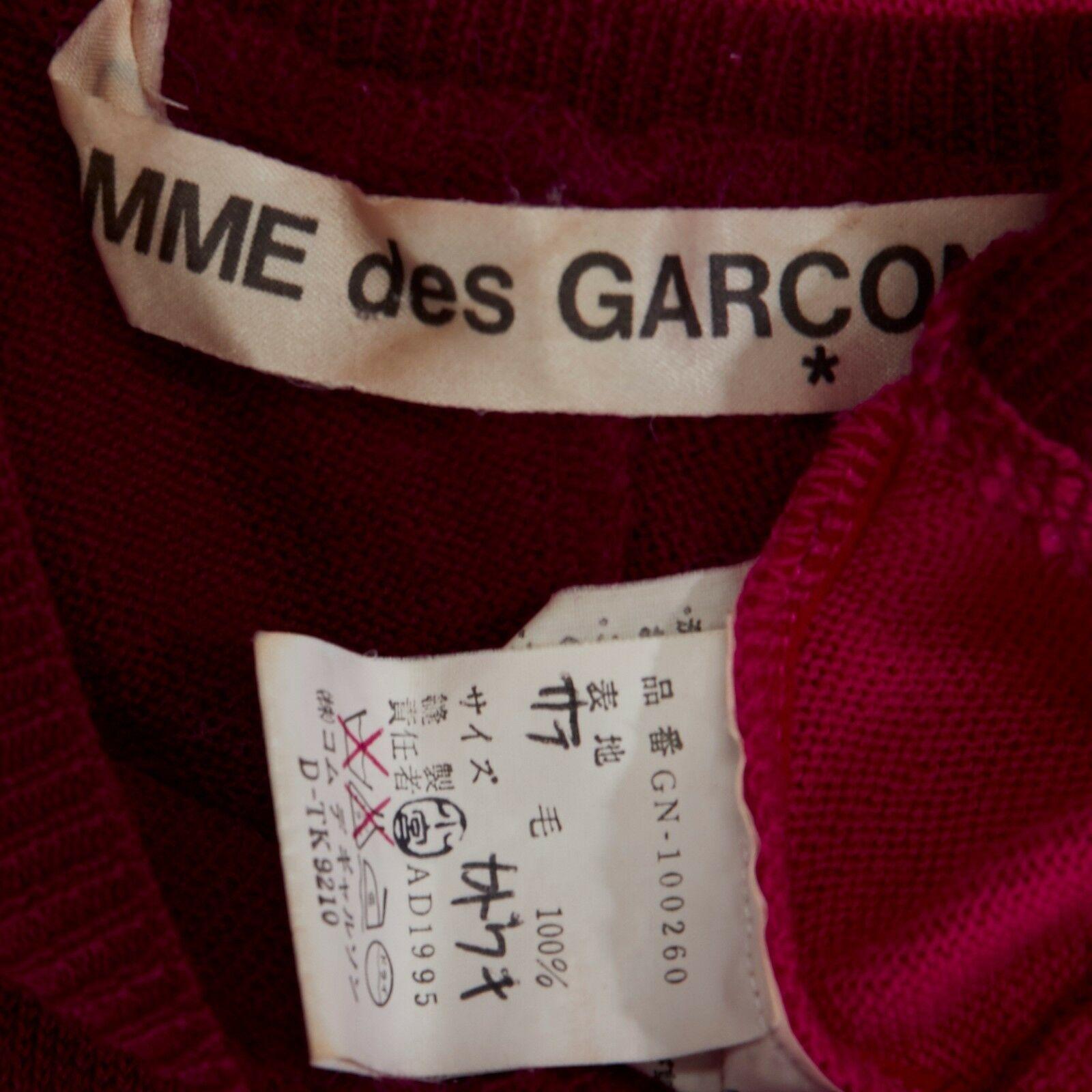 COMME DES GARCONS AD1995 pink maroon grey colorblocked draped knitted vest S 5
