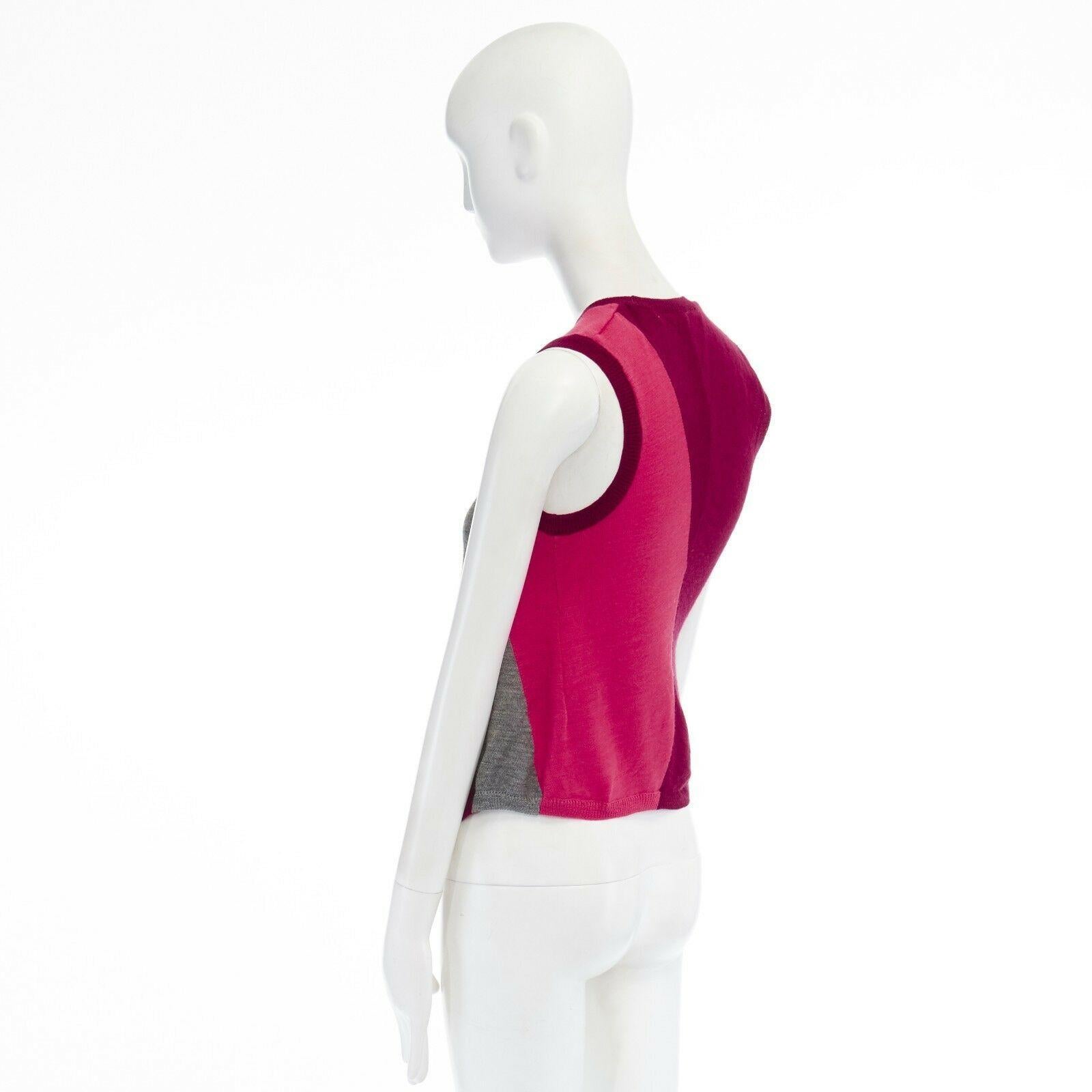 COMME DES GARCONS AD1995 pink maroon grey colorblocked draped knitted vest S 1