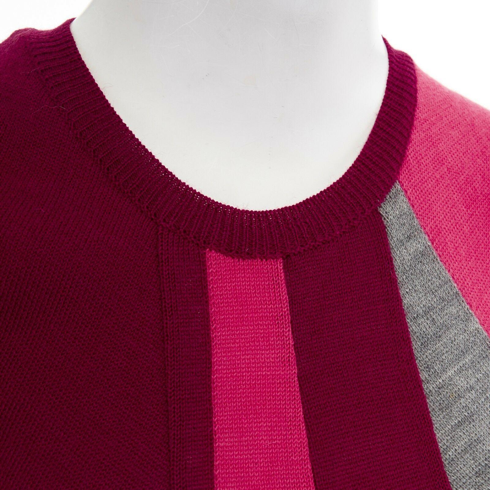 COMME DES GARCONS AD1995 pink maroon grey colorblocked draped knitted vest S 2