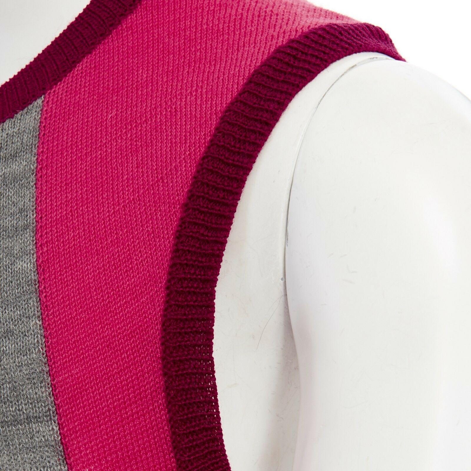 COMME DES GARCONS AD1995 pink maroon grey colorblocked draped knitted vest S 3