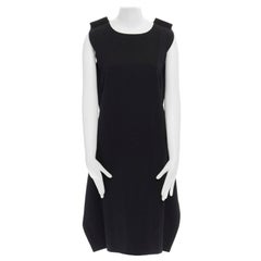 COMME DES GARCONS AD2012 2D Flatpack Papier Puppe schwarzes drapiertes Hüftkleid aus Wolle XS