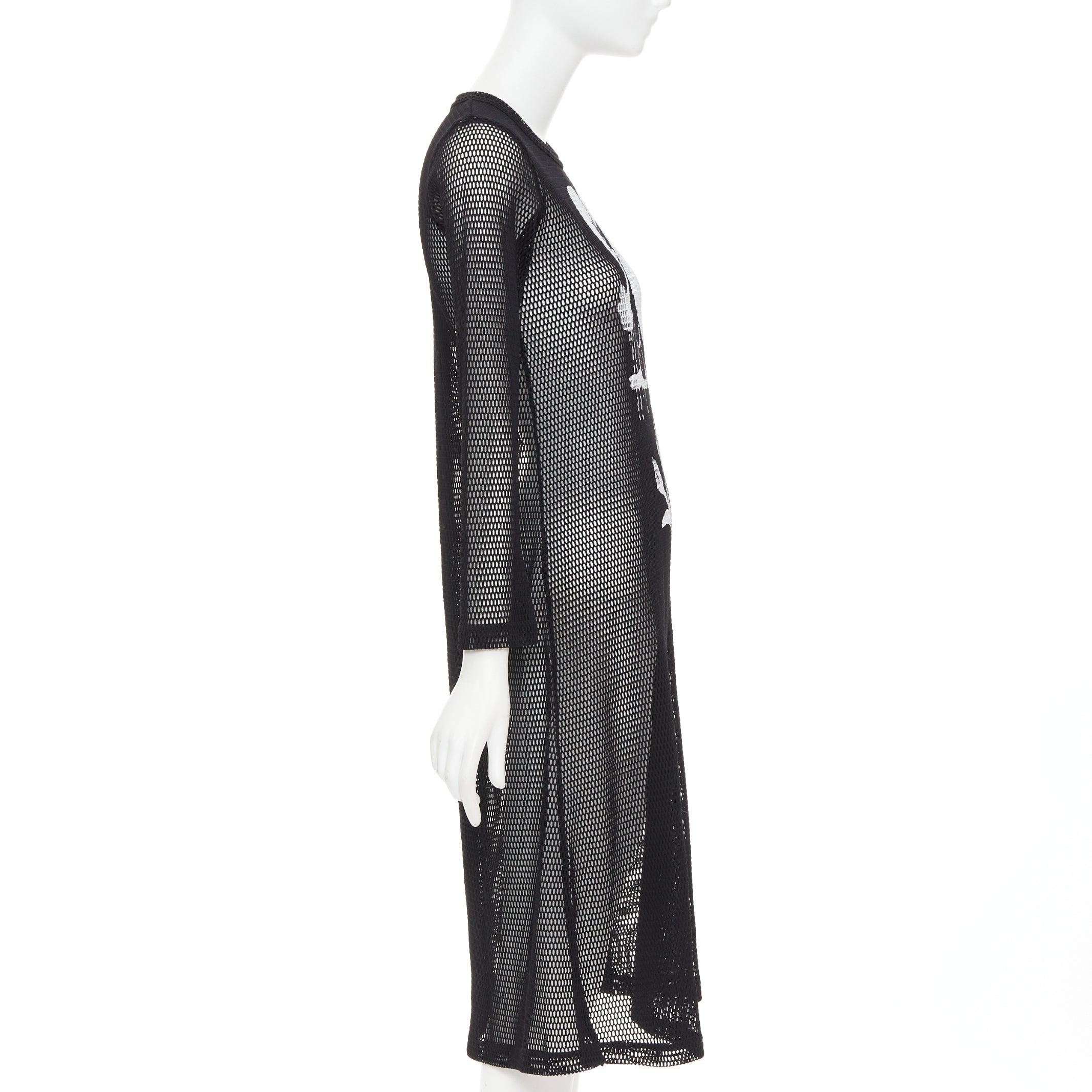 COMME DES GARCONS Alisa Yoffe¬†2019 abito in rete bianco nero con volto astratto XS In condizioni ottime in vendita a Hong Kong, NT