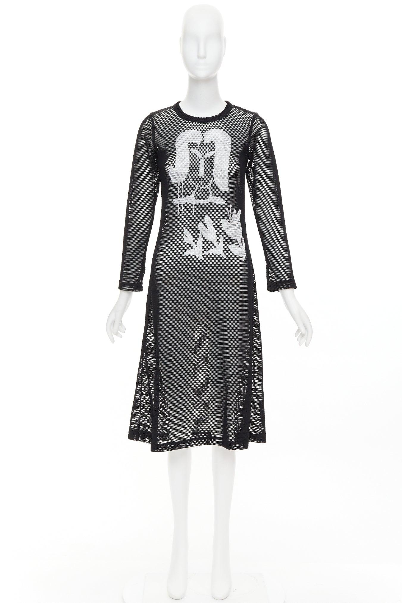 COMME DES GARCONS Alisa Yoffe¬†2019 abito in rete bianco nero con volto astratto XS in vendita 4