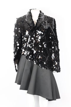 Comme Des Garçons Asymmetric Sequined Chiffon Coat Medium